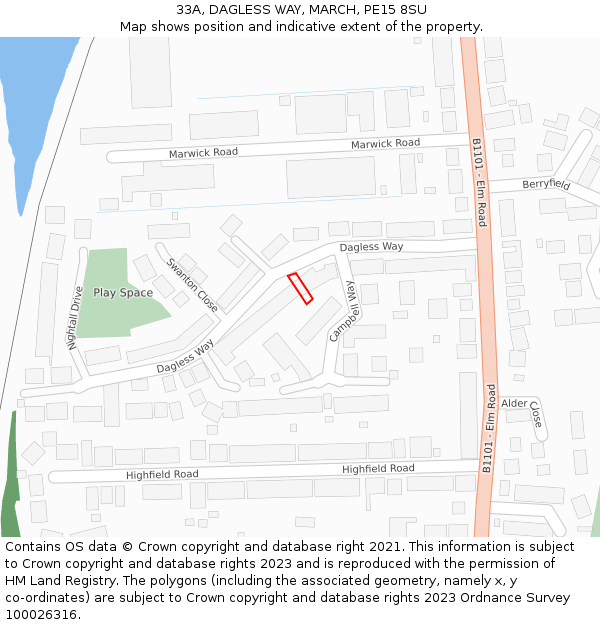 33A, DAGLESS WAY, MARCH, PE15 8SU: Location map and indicative extent of plot