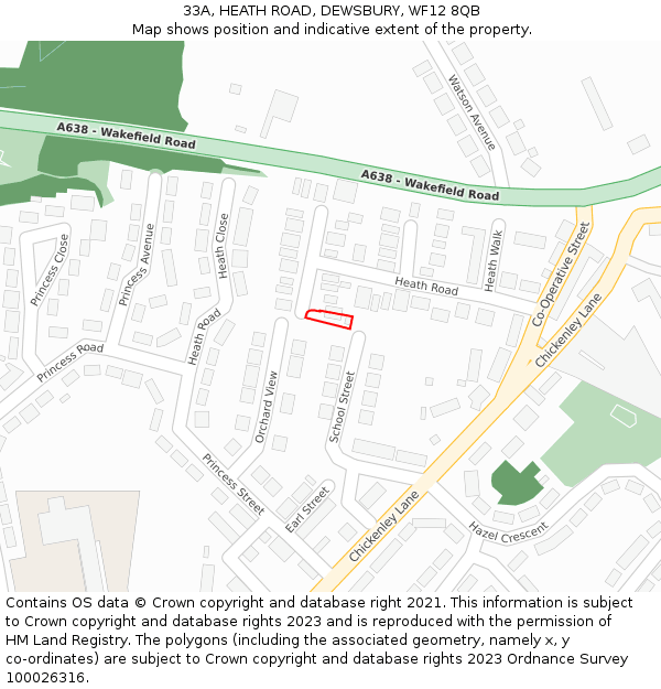 33A, HEATH ROAD, DEWSBURY, WF12 8QB: Location map and indicative extent of plot