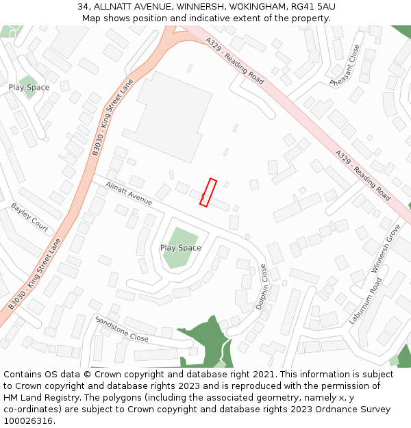 34, ALLNATT AVENUE, WINNERSH, WOKINGHAM, RG41 5AU: Location map and indicative extent of plot