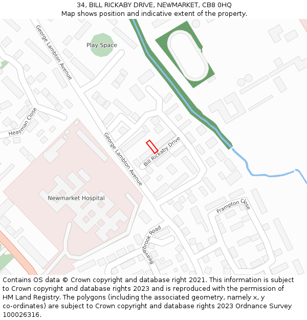 34, BILL RICKABY DRIVE, NEWMARKET, CB8 0HQ: Location map and indicative extent of plot