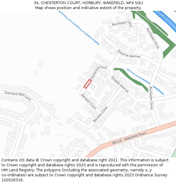 34, CHESTERTON COURT, HORBURY, WAKEFIELD, WF4 5QU: Location map and indicative extent of plot