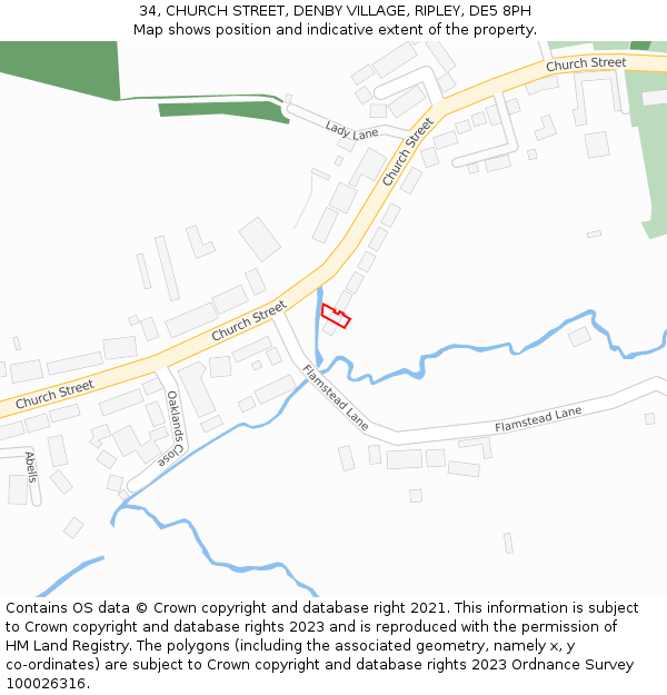 34, CHURCH STREET, DENBY VILLAGE, RIPLEY, DE5 8PH: Location map and indicative extent of plot
