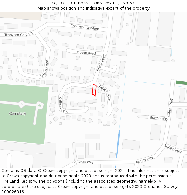 34, COLLEGE PARK, HORNCASTLE, LN9 6RE: Location map and indicative extent of plot