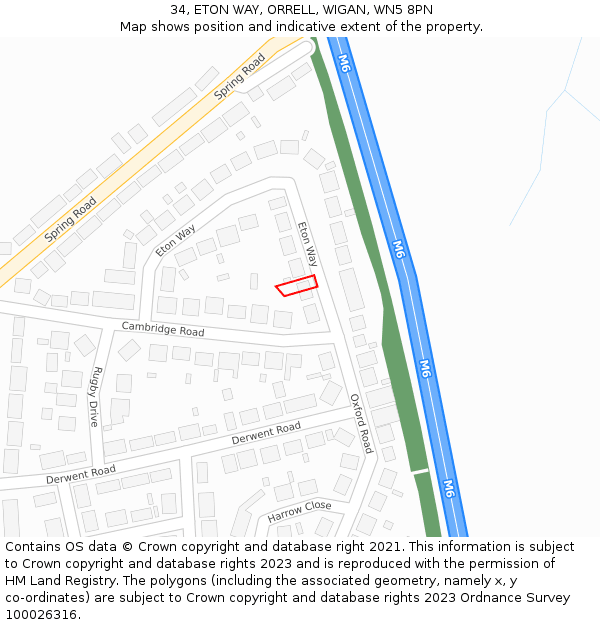 34, ETON WAY, ORRELL, WIGAN, WN5 8PN: Location map and indicative extent of plot