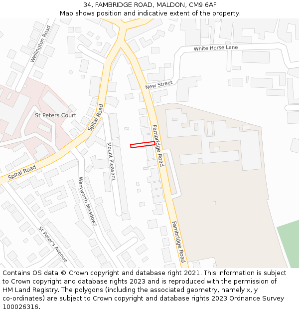 34, FAMBRIDGE ROAD, MALDON, CM9 6AF: Location map and indicative extent of plot