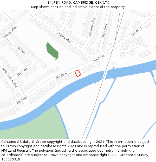 34, FEN ROAD, CAMBRIDGE, CB4 1TX: Location map and indicative extent of plot