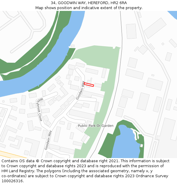 34, GOODWIN WAY, HEREFORD, HR2 6RA: Location map and indicative extent of plot