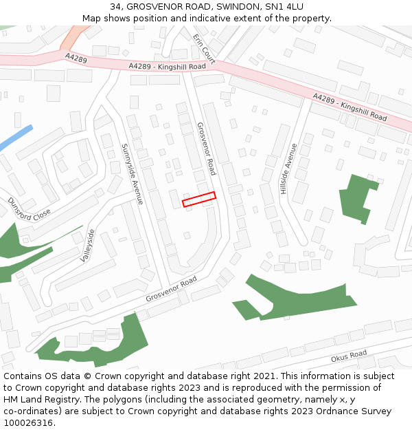 34, GROSVENOR ROAD, SWINDON, SN1 4LU: Location map and indicative extent of plot