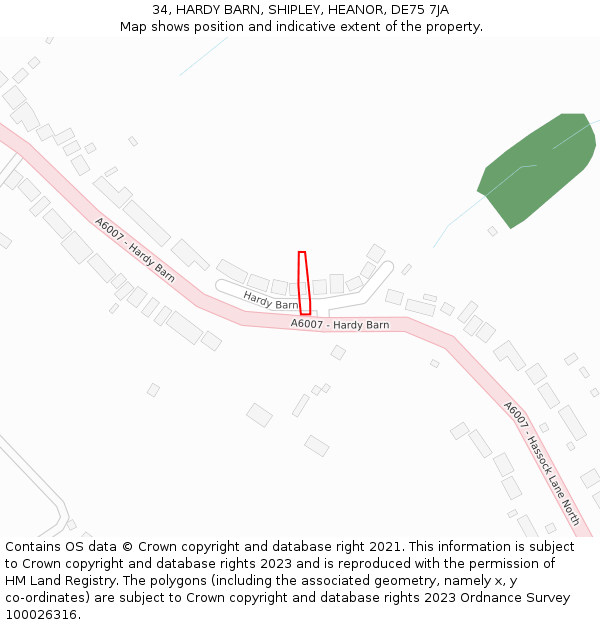 34, HARDY BARN, SHIPLEY, HEANOR, DE75 7JA: Location map and indicative extent of plot