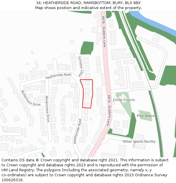 34, HEATHERSIDE ROAD, RAMSBOTTOM, BURY, BL0 9BX: Location map and indicative extent of plot