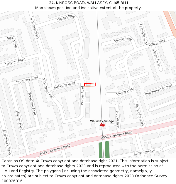 34, KINROSS ROAD, WALLASEY, CH45 8LH: Location map and indicative extent of plot