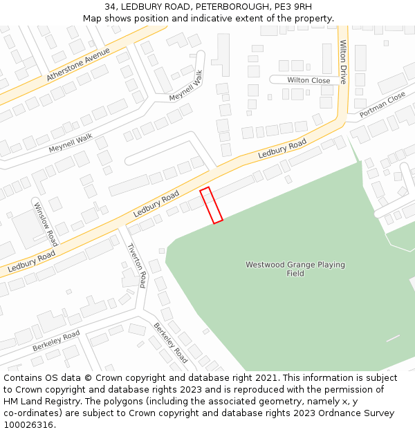 34, LEDBURY ROAD, PETERBOROUGH, PE3 9RH: Location map and indicative extent of plot