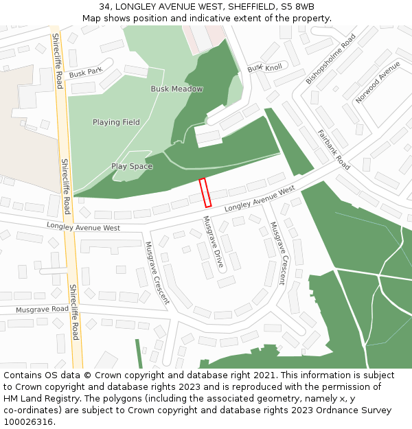 34, LONGLEY AVENUE WEST, SHEFFIELD, S5 8WB: Location map and indicative extent of plot