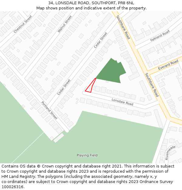 34, LONSDALE ROAD, SOUTHPORT, PR8 6NL: Location map and indicative extent of plot