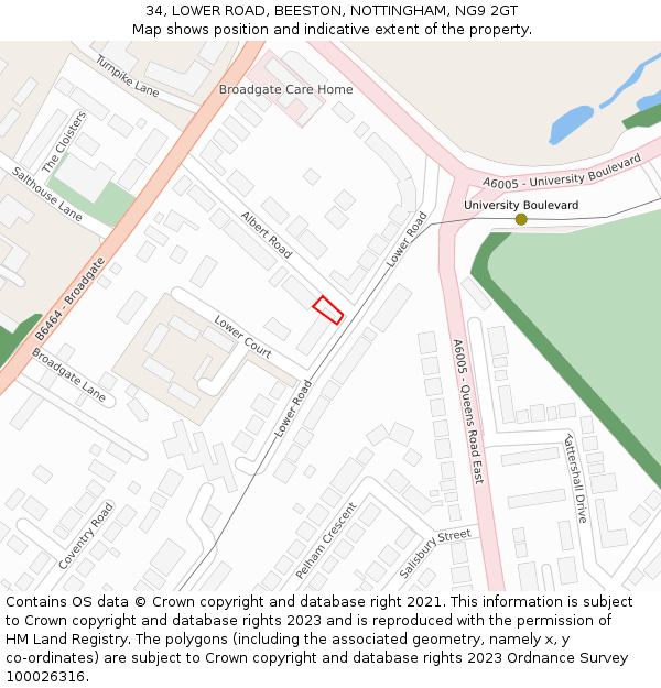 34, LOWER ROAD, BEESTON, NOTTINGHAM, NG9 2GT: Location map and indicative extent of plot