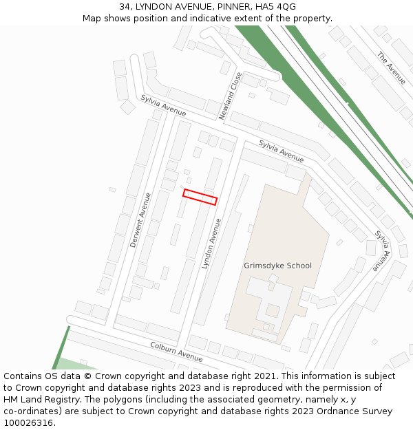 34, LYNDON AVENUE, PINNER, HA5 4QG: Location map and indicative extent of plot