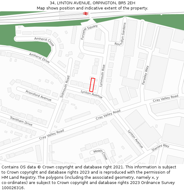 34, LYNTON AVENUE, ORPINGTON, BR5 2EH: Location map and indicative extent of plot