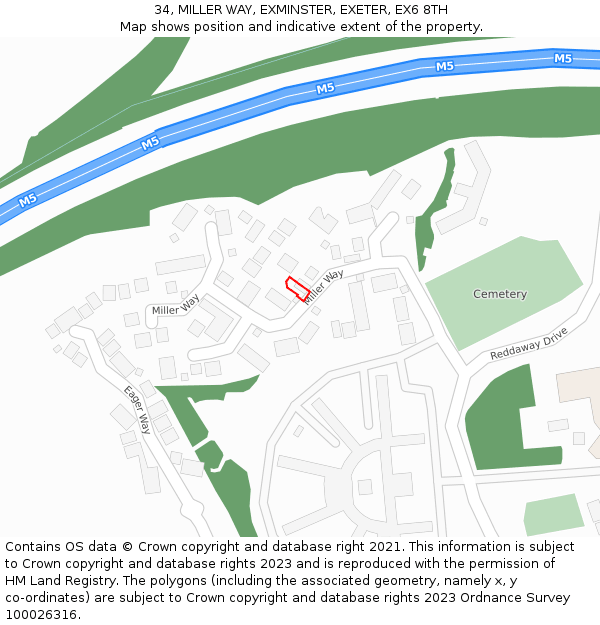 34, MILLER WAY, EXMINSTER, EXETER, EX6 8TH: Location map and indicative extent of plot
