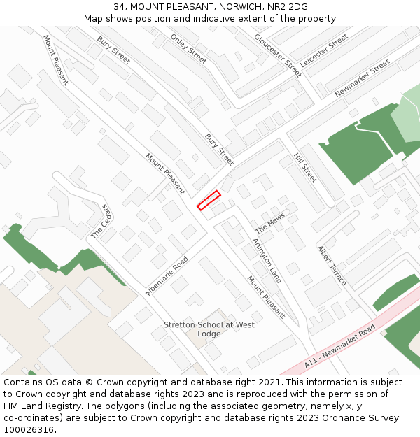 34, MOUNT PLEASANT, NORWICH, NR2 2DG: Location map and indicative extent of plot