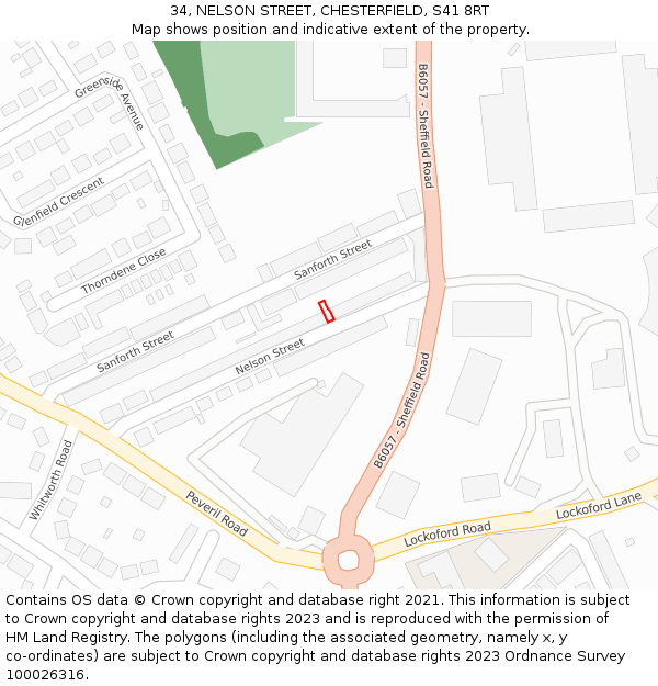 34, NELSON STREET, CHESTERFIELD, S41 8RT: Location map and indicative extent of plot