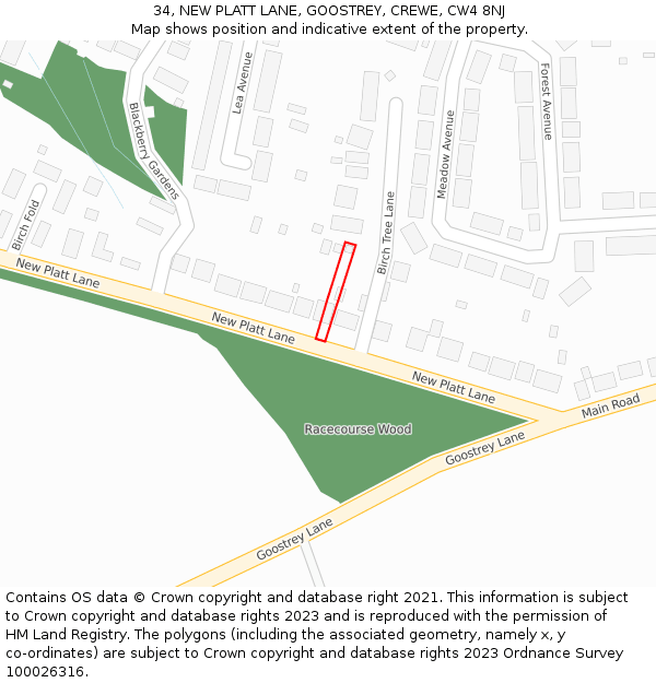 34, NEW PLATT LANE, GOOSTREY, CREWE, CW4 8NJ: Location map and indicative extent of plot