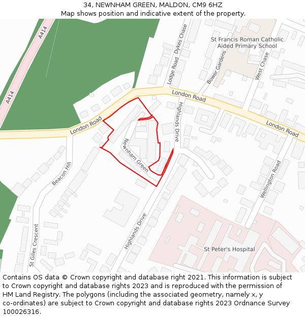 34, NEWNHAM GREEN, MALDON, CM9 6HZ: Location map and indicative extent of plot