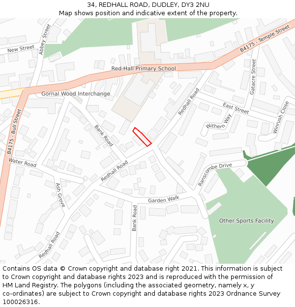 34, REDHALL ROAD, DUDLEY, DY3 2NU: Location map and indicative extent of plot