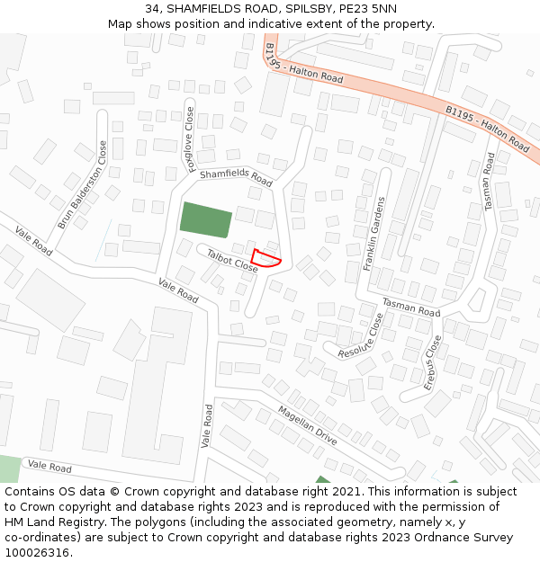 34, SHAMFIELDS ROAD, SPILSBY, PE23 5NN: Location map and indicative extent of plot