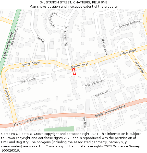 34, STATION STREET, CHATTERIS, PE16 6NB: Location map and indicative extent of plot