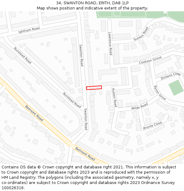 34, SWANTON ROAD, ERITH, DA8 1LP: Location map and indicative extent of plot