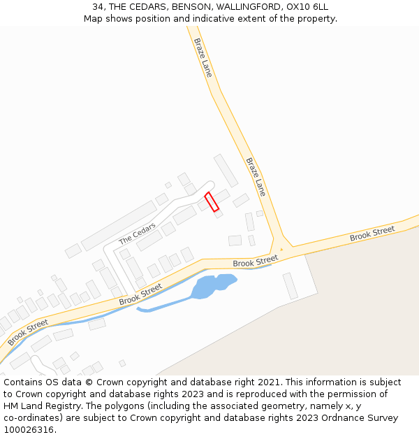 34, THE CEDARS, BENSON, WALLINGFORD, OX10 6LL: Location map and indicative extent of plot