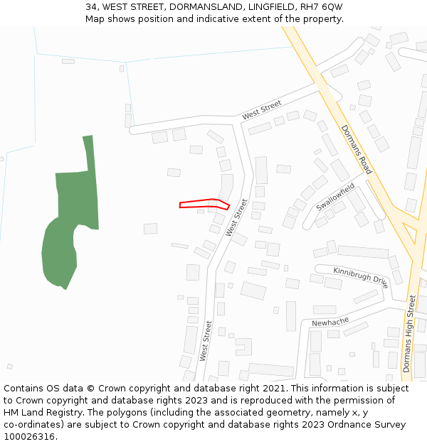 34, WEST STREET, DORMANSLAND, LINGFIELD, RH7 6QW: Location map and indicative extent of plot