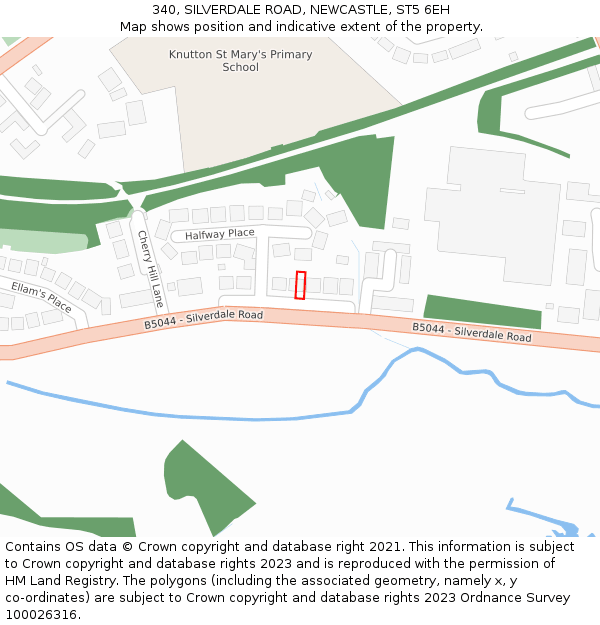 340, SILVERDALE ROAD, NEWCASTLE, ST5 6EH: Location map and indicative extent of plot