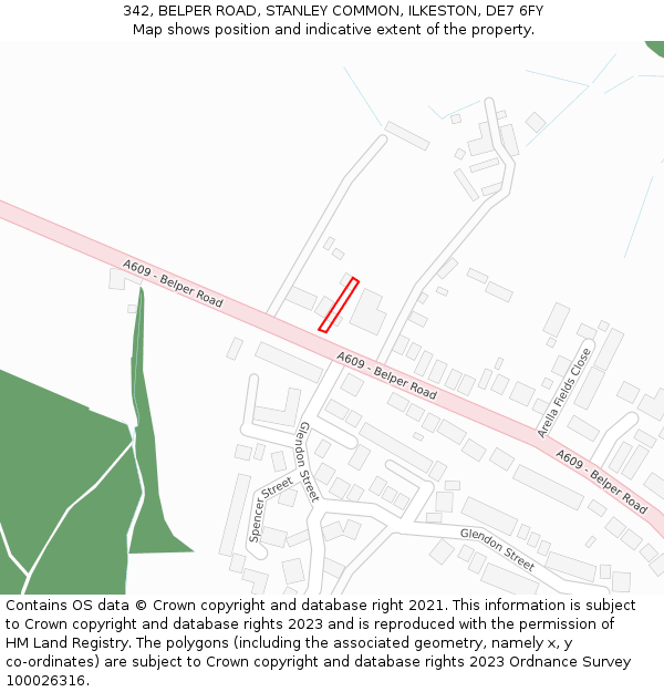 342, BELPER ROAD, STANLEY COMMON, ILKESTON, DE7 6FY: Location map and indicative extent of plot