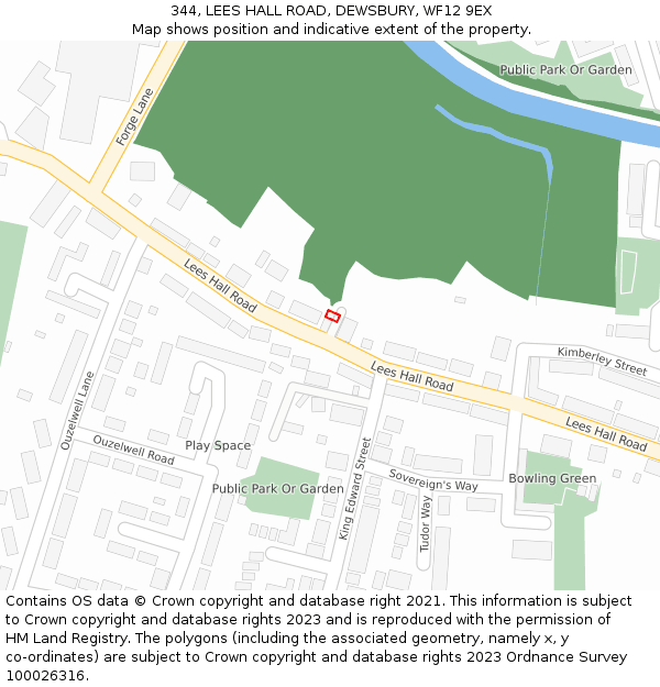 344, LEES HALL ROAD, DEWSBURY, WF12 9EX: Location map and indicative extent of plot
