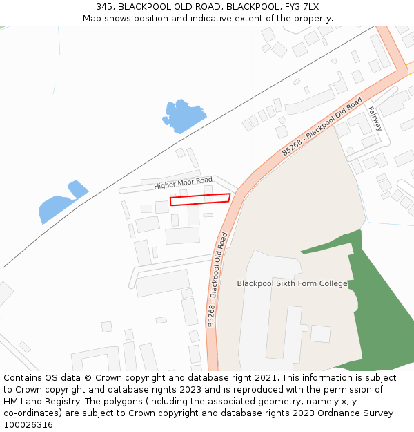 345, BLACKPOOL OLD ROAD, BLACKPOOL, FY3 7LX: Location map and indicative extent of plot