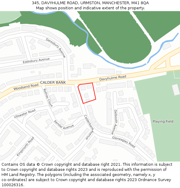 345, DAVYHULME ROAD, URMSTON, MANCHESTER, M41 8QA: Location map and indicative extent of plot