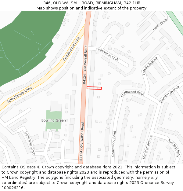 346, OLD WALSALL ROAD, BIRMINGHAM, B42 1HR: Location map and indicative extent of plot