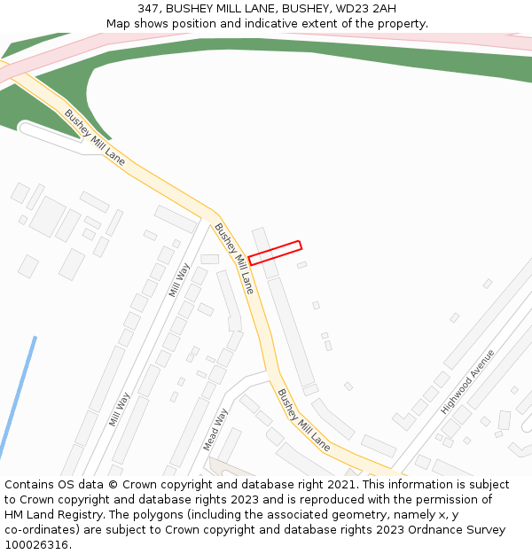 347, BUSHEY MILL LANE, BUSHEY, WD23 2AH: Location map and indicative extent of plot