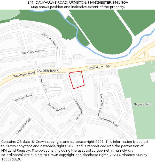 347, DAVYHULME ROAD, URMSTON, MANCHESTER, M41 8QA: Location map and indicative extent of plot