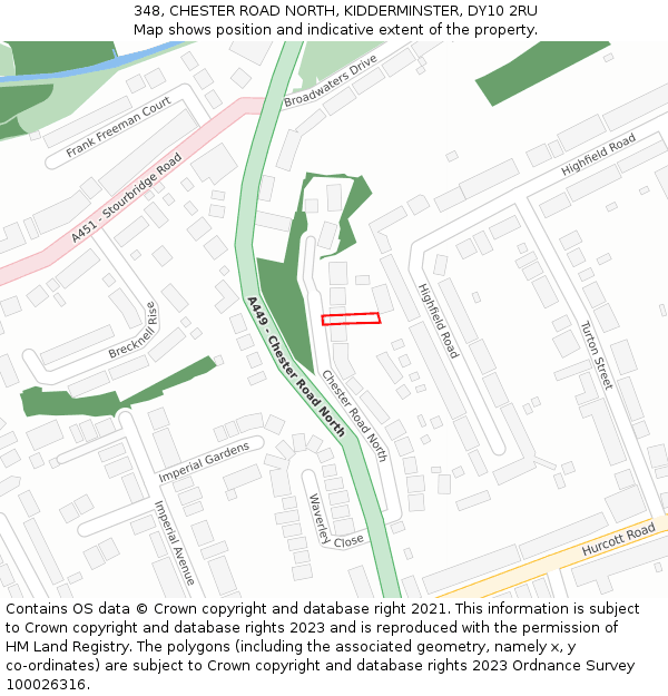 348, CHESTER ROAD NORTH, KIDDERMINSTER, DY10 2RU: Location map and indicative extent of plot