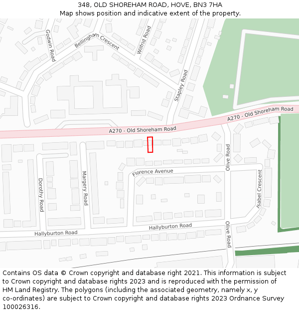 348, OLD SHOREHAM ROAD, HOVE, BN3 7HA: Location map and indicative extent of plot