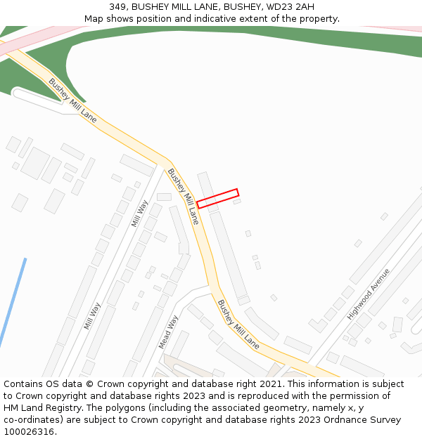 349, BUSHEY MILL LANE, BUSHEY, WD23 2AH: Location map and indicative extent of plot