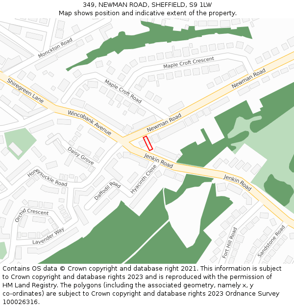 349, NEWMAN ROAD, SHEFFIELD, S9 1LW: Location map and indicative extent of plot