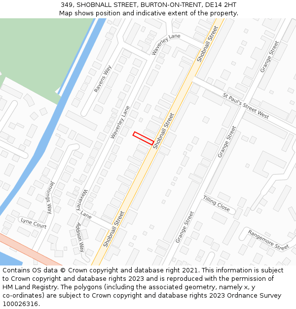 349, SHOBNALL STREET, BURTON-ON-TRENT, DE14 2HT: Location map and indicative extent of plot