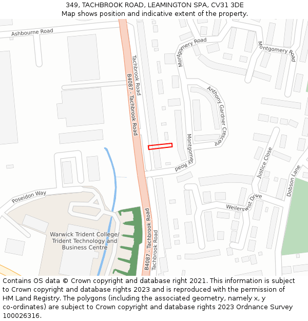 349, TACHBROOK ROAD, LEAMINGTON SPA, CV31 3DE: Location map and indicative extent of plot