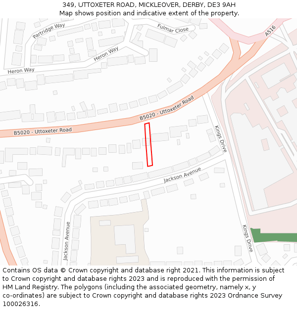 349, UTTOXETER ROAD, MICKLEOVER, DERBY, DE3 9AH: Location map and indicative extent of plot
