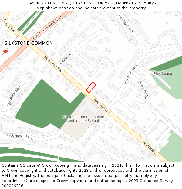 34A, MOOR END LANE, SILKSTONE COMMON, BARNSLEY, S75 4QS: Location map and indicative extent of plot