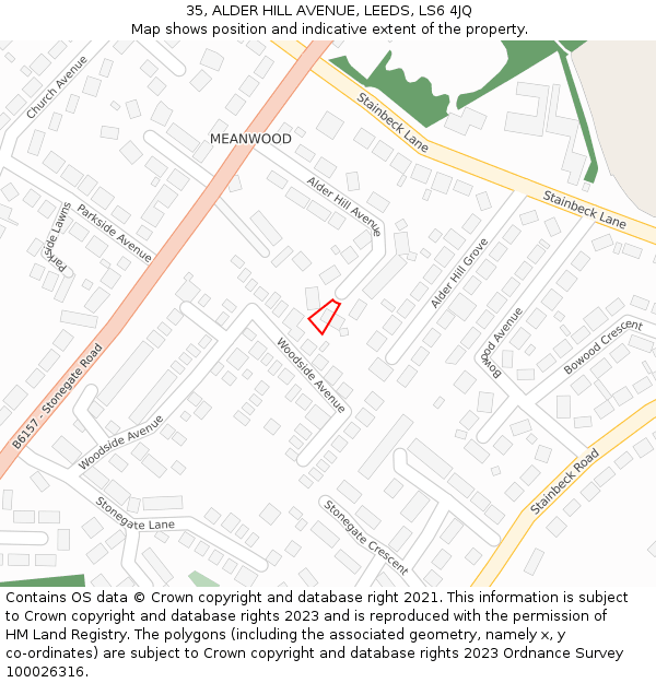 35, ALDER HILL AVENUE, LEEDS, LS6 4JQ: Location map and indicative extent of plot