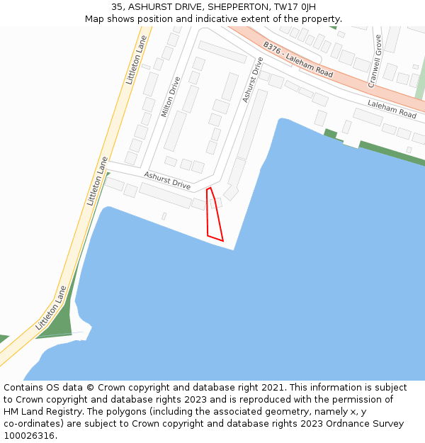 35, ASHURST DRIVE, SHEPPERTON, TW17 0JH: Location map and indicative extent of plot